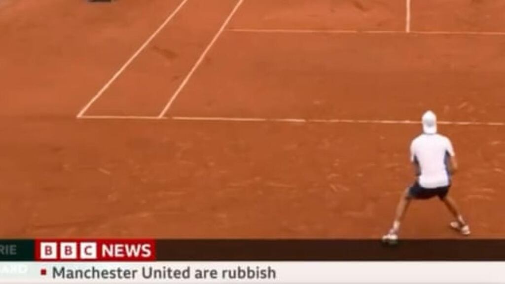 The message appears on the BBC News ticker on Tuesday. Photograph: BBC