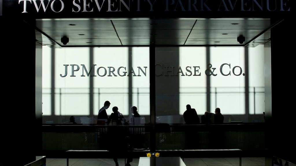 JP Morgan shares moved ahead as investors cheered the group’s results. Photograph: Reuters