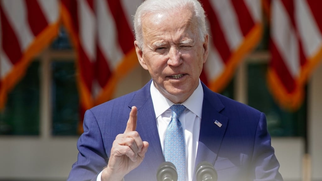 President Joe Biden speaks about gun regulations from the Rose Garden at the White House in Washington on Thursday. Photograph: Amr Alfiky/The New York Times