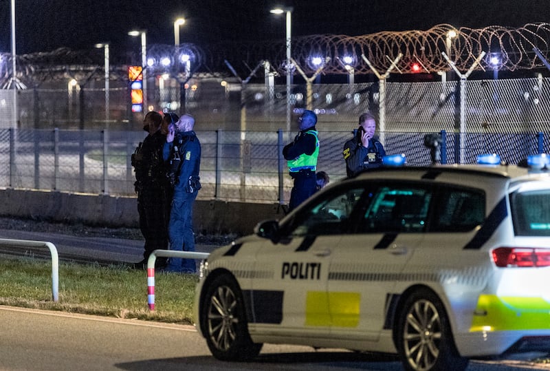 Danish police at Copenhagen Airport in September. Photograph; Steven Knap/Ritzau Scanpix via AP