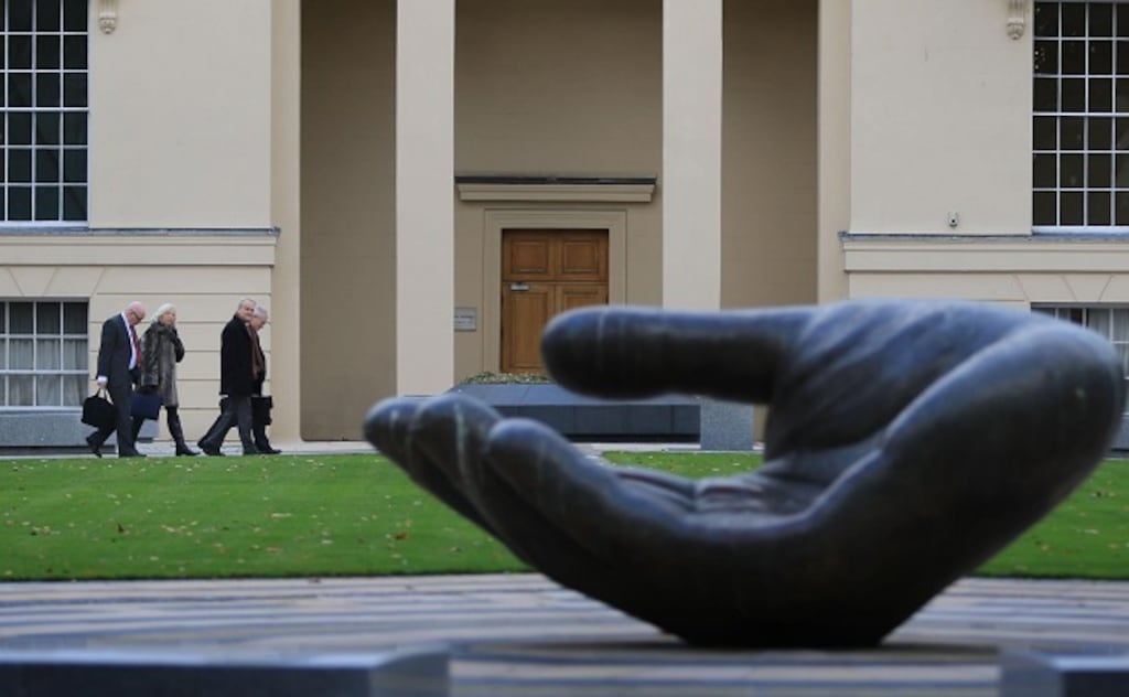 The ASTI delegation arriving at the Department of Education on Marlborough Street for talks. Photograph Nick Bradshaw