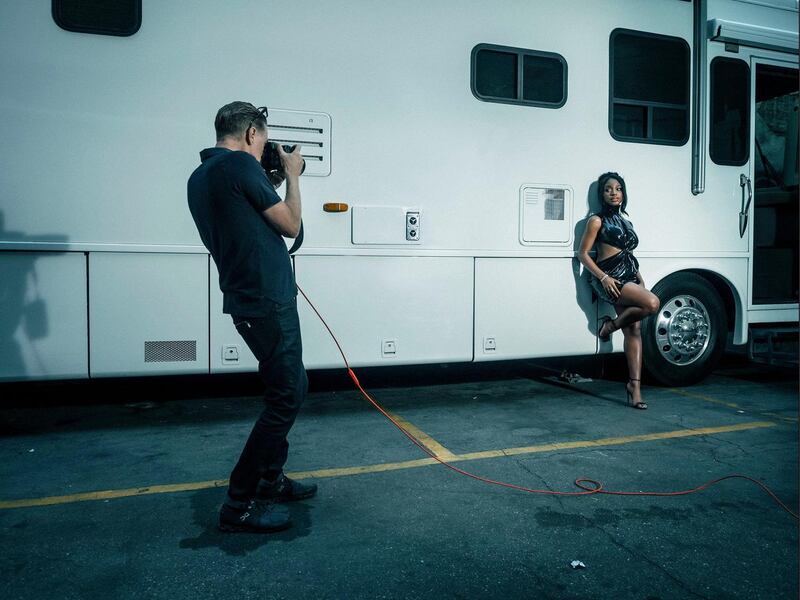 Bryan Adams and Normani during the shooting of the 2022 Pirelli calendar. Photograph: Alessandro Scotti/Pirelli/PA Wire
