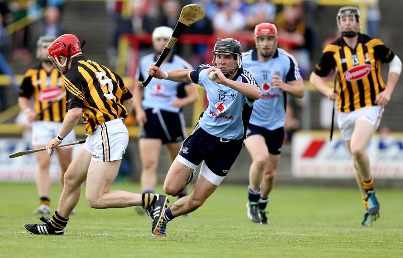 Dublin's Danny Sutcliffe gets past Kilkenny's Tommy Walsh in the 2013 Leinster semi-final, Dublin's last championship win over the Cats. Photograph: James Crombie/Inpho