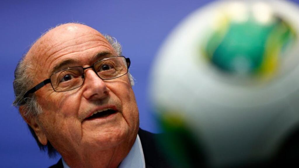 Fifa president Sepp Blatter addresses the media in Zurich. Photograph: Arnd Wiegmann/Reuters