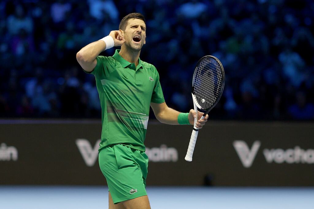 Novak Djokovic in action during the Nitto ATP Finals at Pala Alpitour in Turin, Italy this week. Photograph: Matthew Stockman/Getty Images