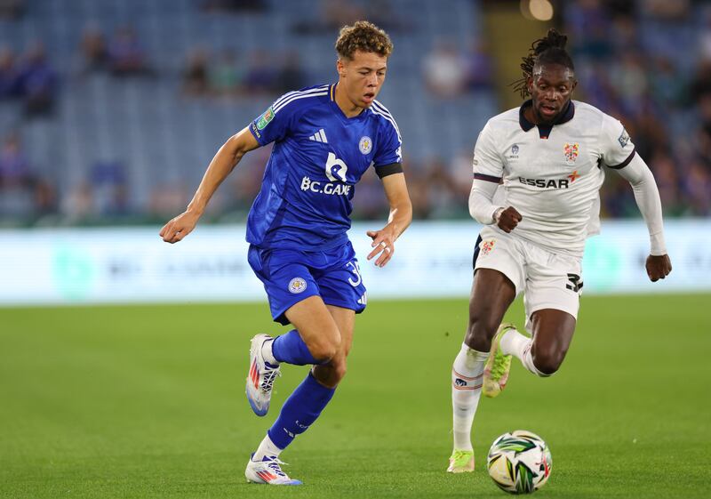 Leicester City's Kasey McAteer (left). He has received his first call up to an Ireland squad ahead of the games against England and Greece. Photograph: Marc Atkins/Getty Images