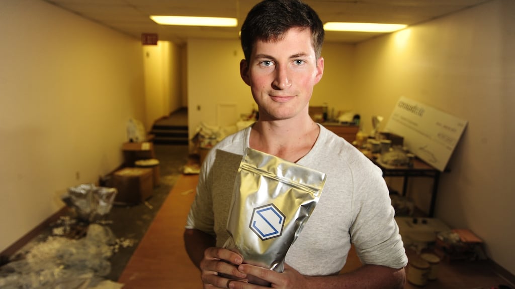 Soylent chief executive Rob Rhinehart: The 24 year old developed Soylent, a homemade nutrient concoction, designed as part meal-replacement drink. Photograph: Josh Edelson/AFP/Getty Images)