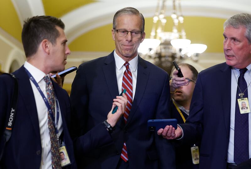 US senator John Thune arrives for the Senate Republican leadership elections at the US Capitol. Photograph: Kevin Dietsch/Getty Images
