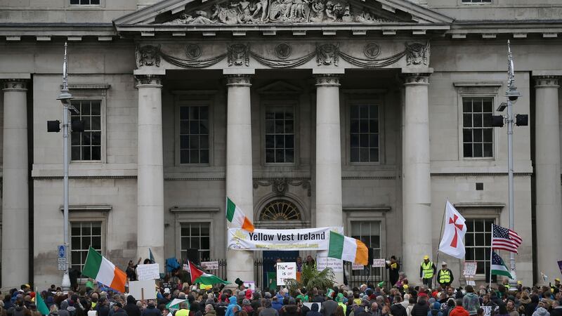 The protest was organised by Health Freedom Ireland and Yellow Vest Ireland. Photograph Nick Bradshaw/The Irish Times