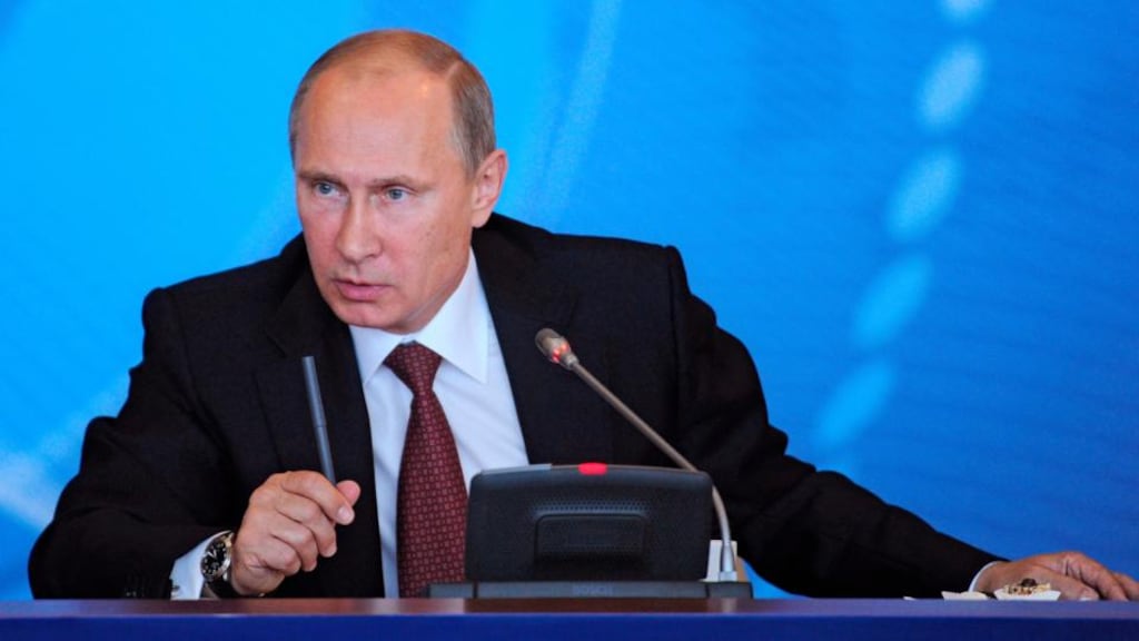 Barack Obama’s description of Vladimir Putin as being like “a bored kid at the back of a classroom” has reportedly infuriated the Russian leader but global political developments may force the two leaders to exchange views on Russian soil at the G20 summit. Photograph: AP Photo/RIA Novosti, Alexei Nikolsky, Presidential Press Service