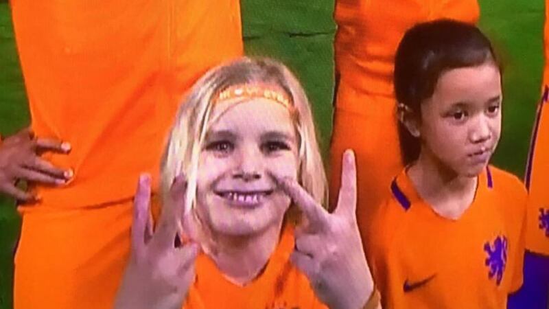 A Dutch mascot ahead of the friendly with England.