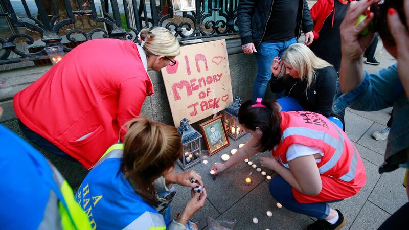 The vigil organised by homeless group A Lending Hand for Jack Watson outside the Dáil. Photograph: Nick Bradshaw
