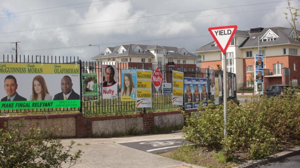 Posters in Clonsilla, west Dublin, during the 2009 local election campaign. Photograph: Brenda Fitzsimons