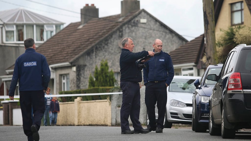 Forensic gardaí at the scene of a fatal collision where a man in his 40s was killed at Coolgreany road, Arklow. Photograph: Garry O’Neill