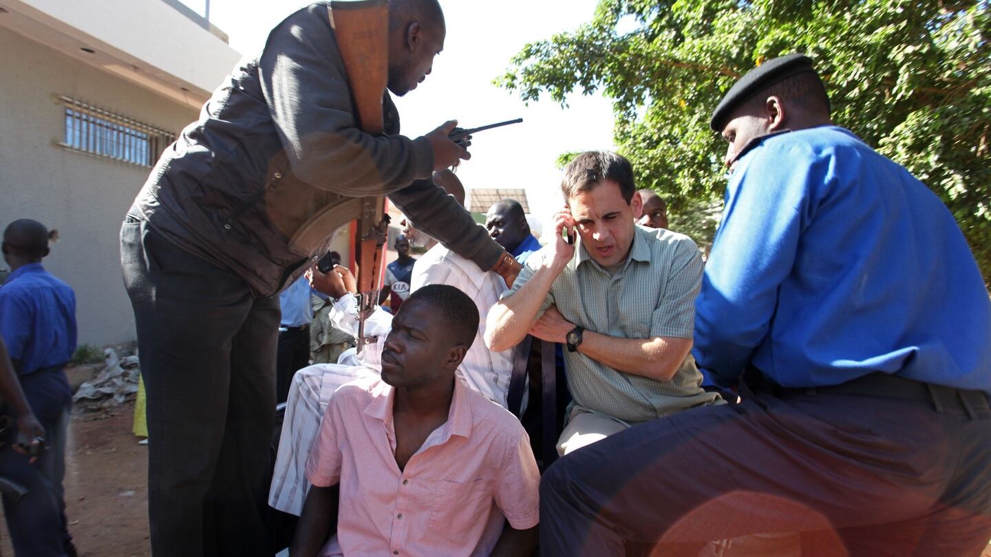 Malian security forces prepare to transport hostages freed from the Radisson Blu hotel in Bamako. Photograph:Habibou Kouate/AFP/Getty Images