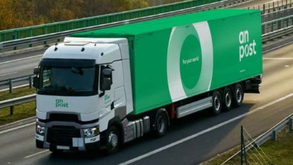 An An Post lorry carries the new logo, which was part of a €5 million rebrand.