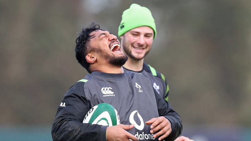 Bundee Aki at Ireland rugby squad training at Carton House, Co Kildare. Photograph: ©INPHO/Billy Stickland