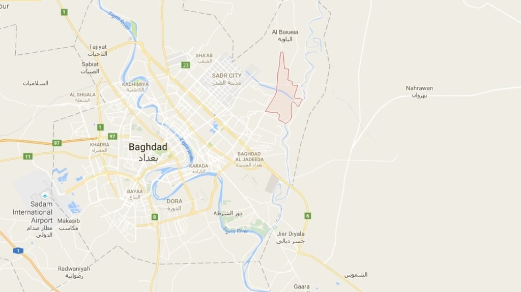 Amaq news agency, which supports Isis, said a parked car loaded with explosives had targeted a gathering of Shia Muslims. Source: Google maps