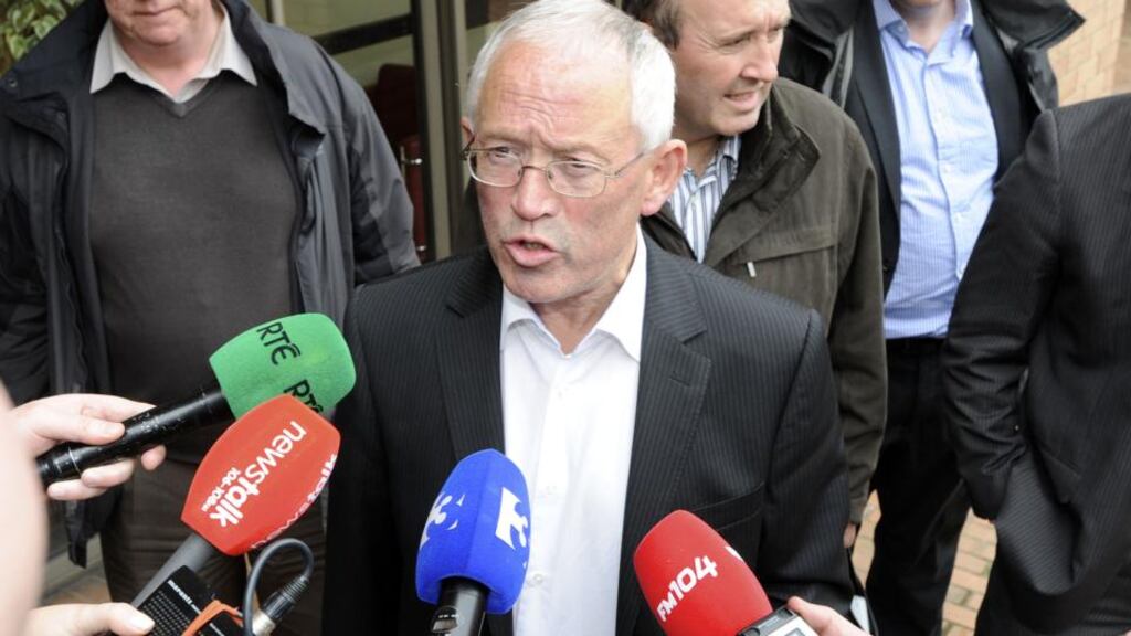 NBRU General Secretary Michael Faherty pictured outside the offices of the Labour Relations Commission (LRC) today after pay talks between management and unions. Photograph: Dave Meehan