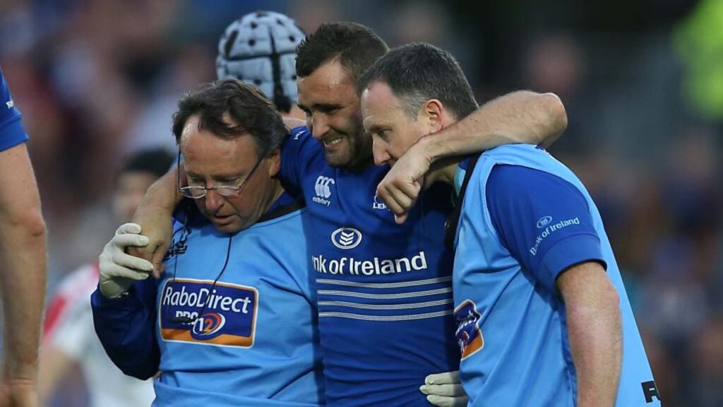 Dave Kearney leaves the field against Ulster last weekend. Photograph: Billy Stickland / Inpho