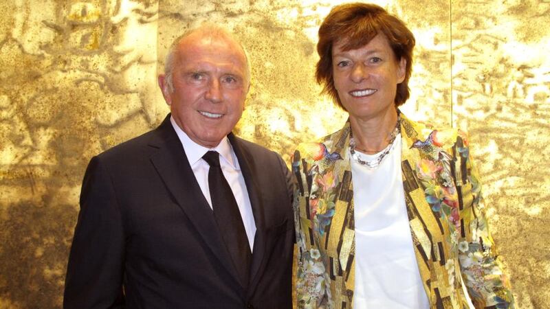 François Pinault, the billionaire who owns businesses including Gucci, Puma and Christie’s which is chaired by Patricia Barbizet (right). Photographer: Frederik Balfour/Bloomberg