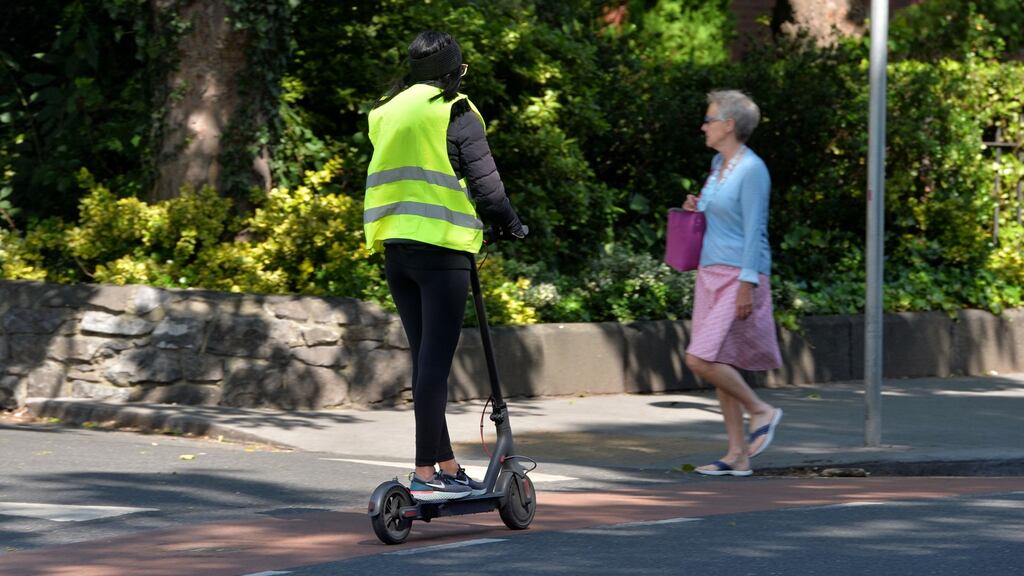 E-scooting in Dublin 4. With an average speed of 12mph, electric scooters and bikes could complete short journeys quicker than vehicles in many cities. Photograph: Alan Betson
