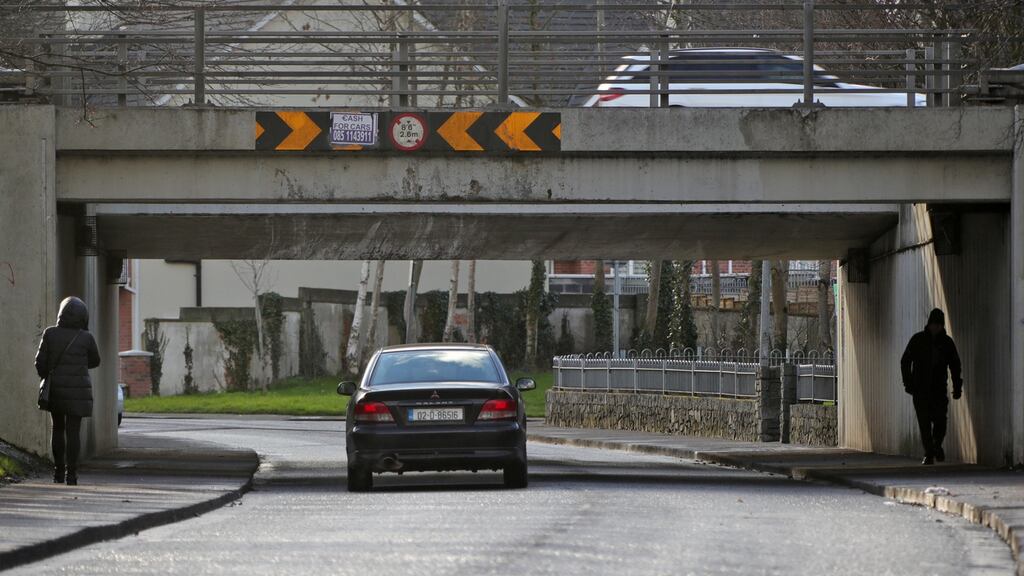 The low bridge on the Blakestown Road at Mulhuddart in west Dublin with which a school bus collided this morning.  Photograph: Colin Keegan/Collins Dublin.
