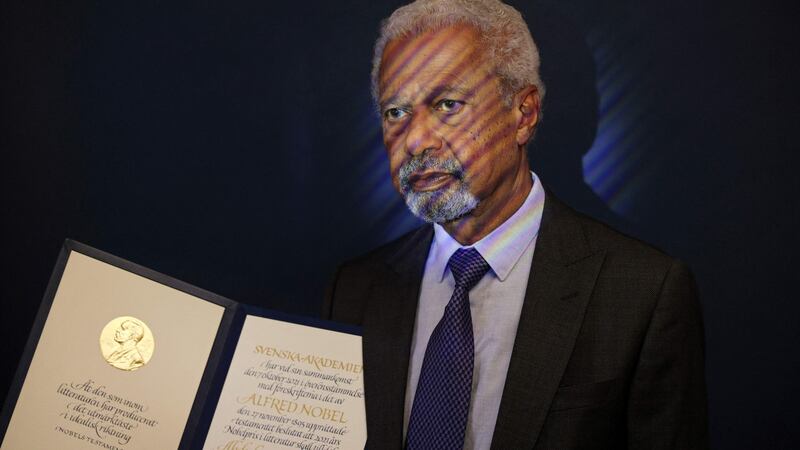 Abdulrazak Gurnah after receiving the Nobel Prize in Literature. Photograph: Adrian Dennis/AFP via Getty Images