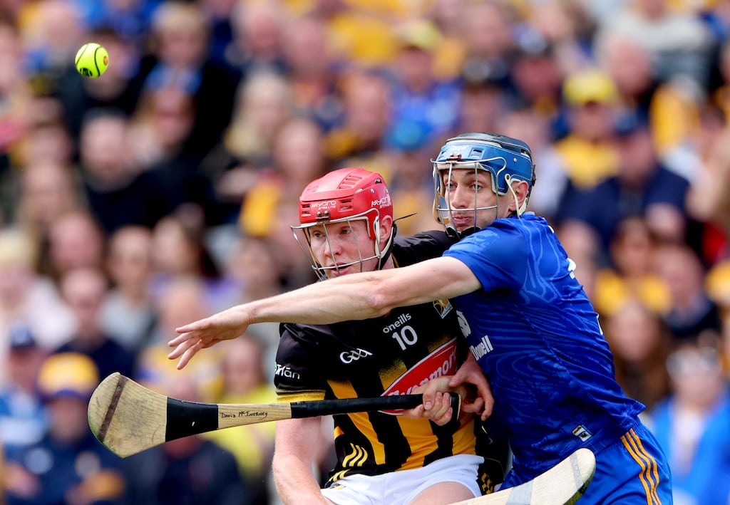 Clare's Conor Cleary tackles Kilkenny's Adrian Mullen during the All-Ireland semi-final at Croke Park. Photograph: James Crombie/Inpho