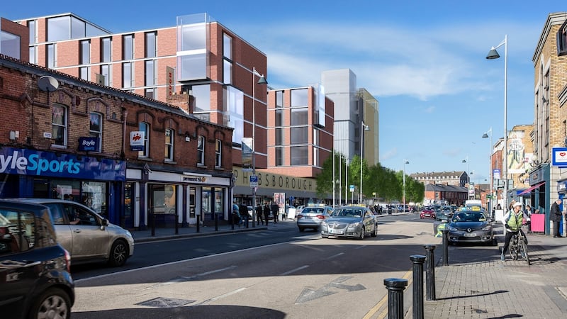 Computer generated image of  proposed scheme to redevelop Phibsborough Shopping Centre