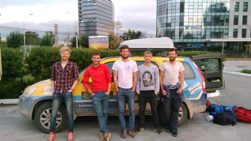 The men, all friends from Wesley College in Ballinteer, worked for a year to save money to buy the 2006 Honda CRV which they will now leave behind as a community vehicle in Mongolia. Photograph: 46A to Mongolia Facebook page