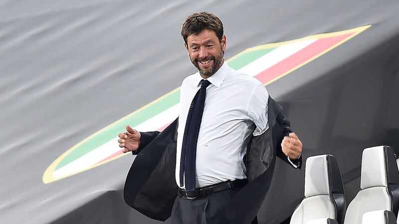 Andrea Agnelli has said the European Super League can’t go ahead without the English clubs who have withdrawn. Photograph: Alessandro Di Marco/EPA