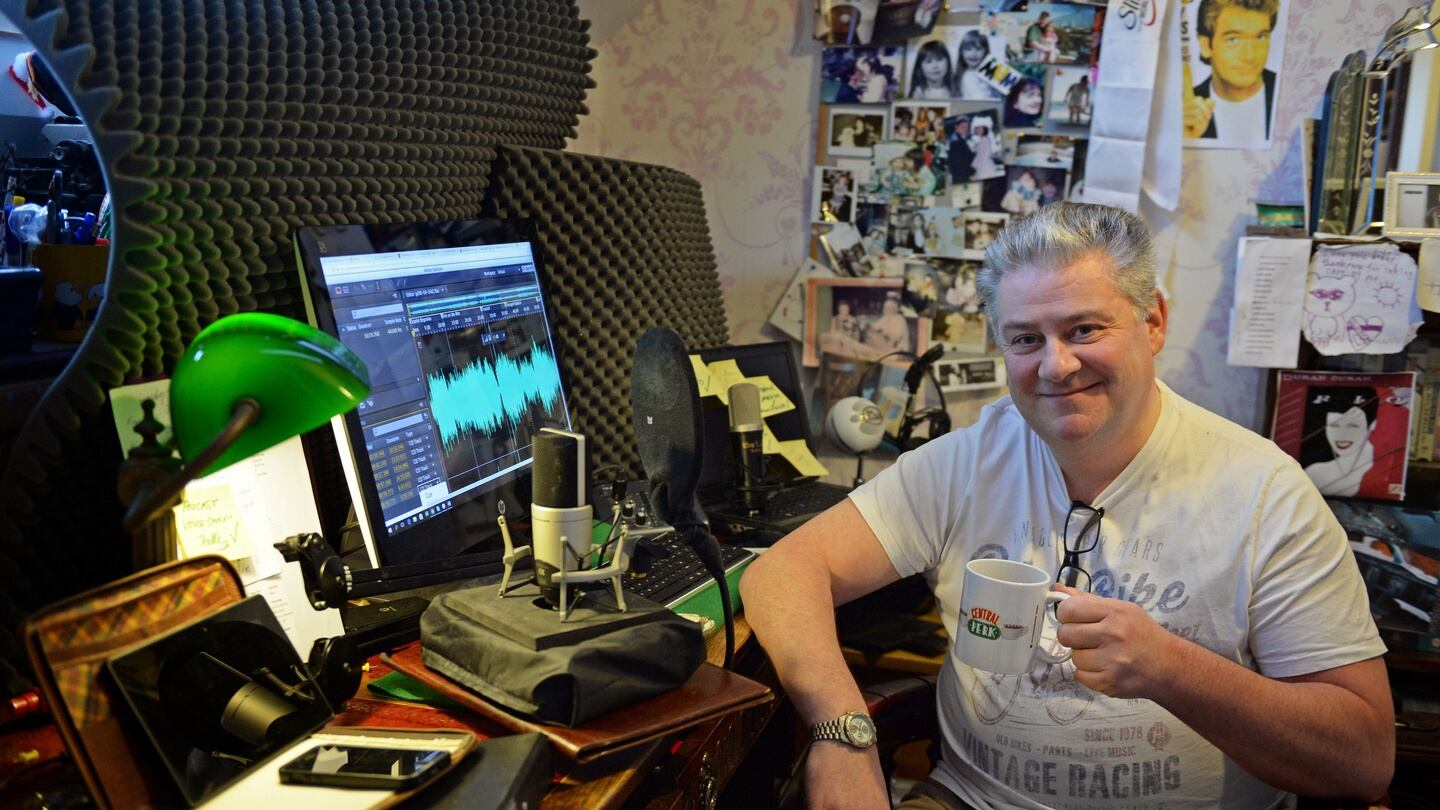 Mark Manning works from his recording studio in his attic in Booterstown, Dublin. Photograph: Eric Luke