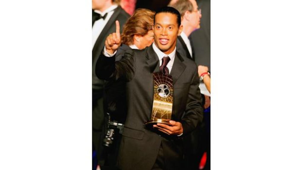 Barcelons' Ronaldinho cements his position in world football after receiving the Fifa World Player of the Year award last night. Photograph: Clive Mason / Getty Images