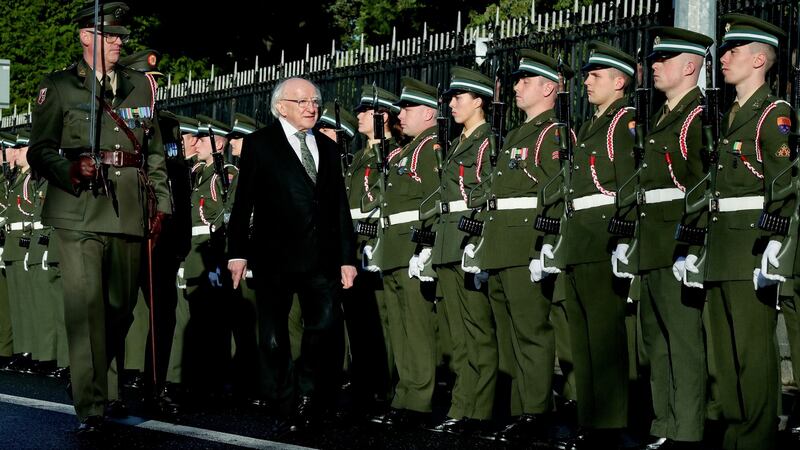 Michael D Higgins at a ceremony marking the centenary of Armistice Day at Glasnevin Cemetery in Dublin. Photograph: Maxwell’s