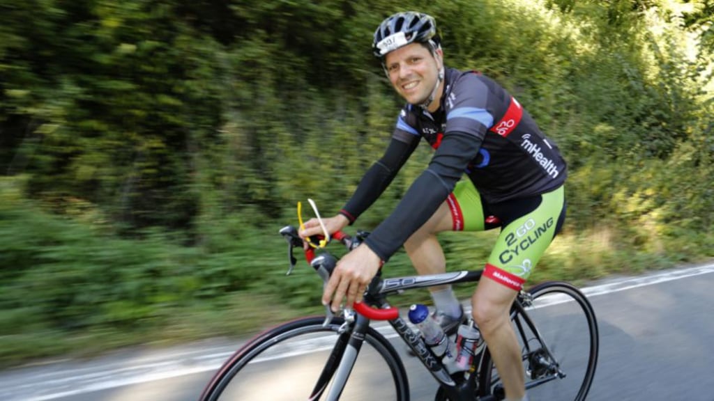 David Goodstein on day one of his 2,100km cycle from Brussels to Barcelona.