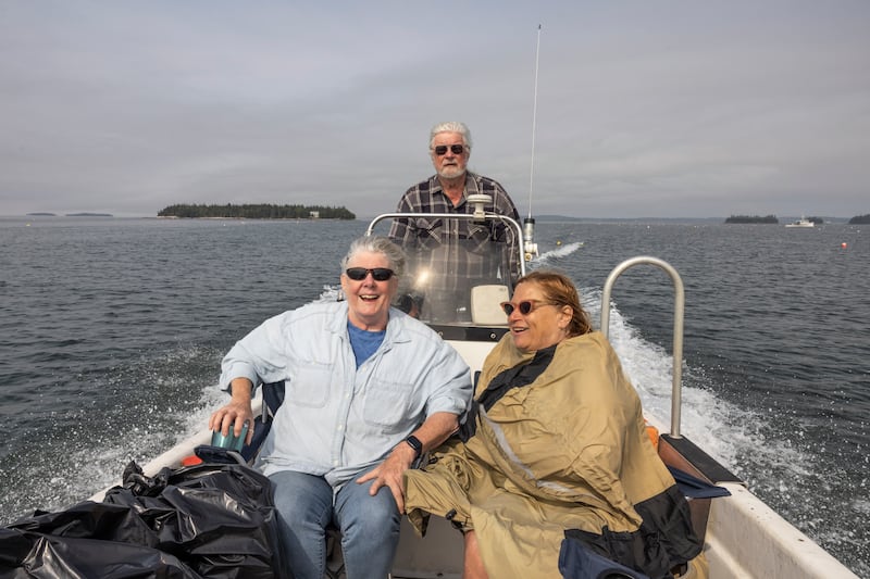 Charlotte Gale with Harry and Laura Fish. Photograph: Greta Rybus/The New York Times
