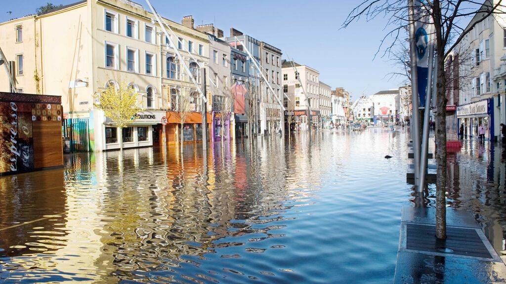 The flooding of November 2009 left the Grand Parade in Cork city centre submerged. Photograph: Daragh Mc Sweeney/Provision