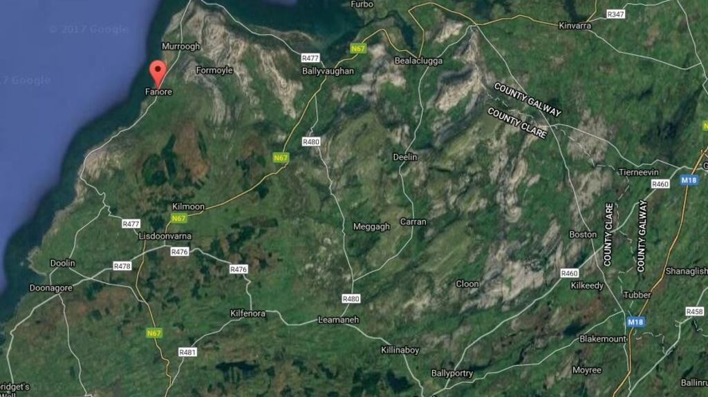 The incident happened at a farm in Fanore in the north of the county about 7pm. Photograph: Google Maps
