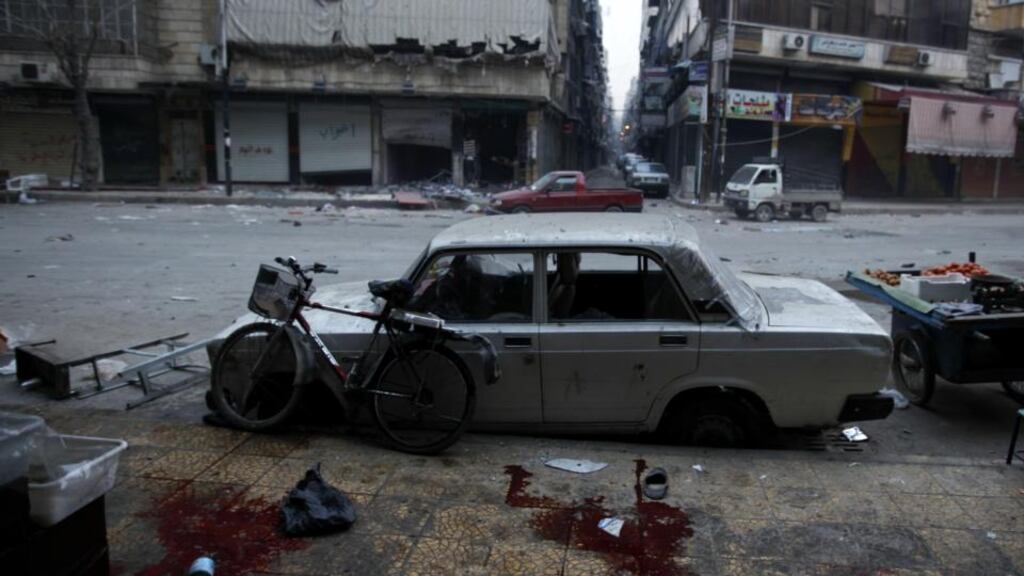 ‘On December 13th 2012, a news team from the US network NBC was kidnapped by armed men in northern Syria.’ Above, the aftermath of an artillery mortar shell attack in Aleppo, on December 3rd, 2012. Photograph: Javier Manzano/AFP/Getty Images