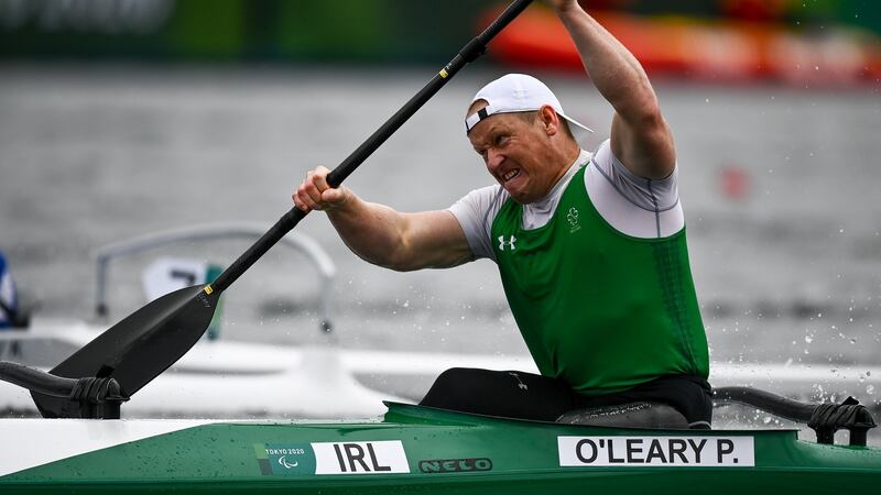 Patrick O’Leary of Ireland competing in the men’s VL3 200m sprint A final at the Sea Forest Waterway. Photograph: David Fitzgerald/Sportsfile