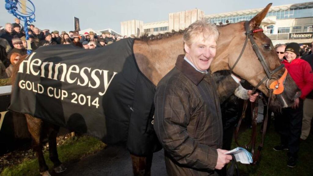 Trainer Phillip Fenton celebrates winning The Hennessy Gold Cup with Last Instalment at Leopardstown in February. Photograph: Morgan Treacy/Inpho