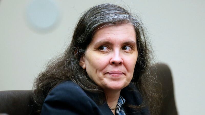 Louise Turpin appears in court. Photograph: Damian Dovarganes/AP