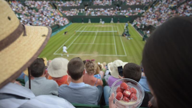 Some 27,887kg of Kent strawberries will be munched at Wimbledon. Photograph:   Carl Court/AFP/Getty Images