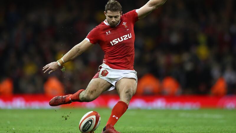 Leigh Halfpenny starts at fullback for Wales against Ireland. Photograph: Michael Steele/Getty