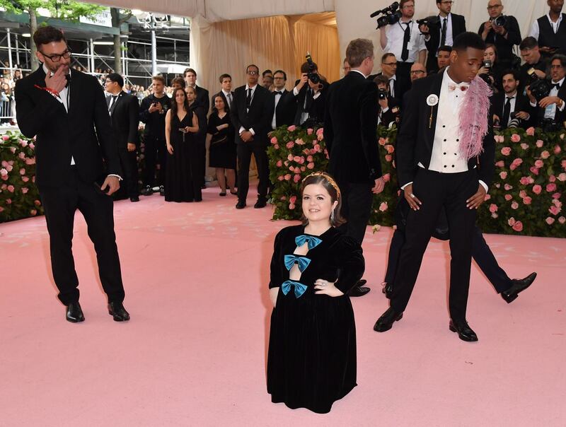 Met Gala: Sinéad Burke in Gucci in New York this month. Photograph: Angela WEISS/AFP/Getty