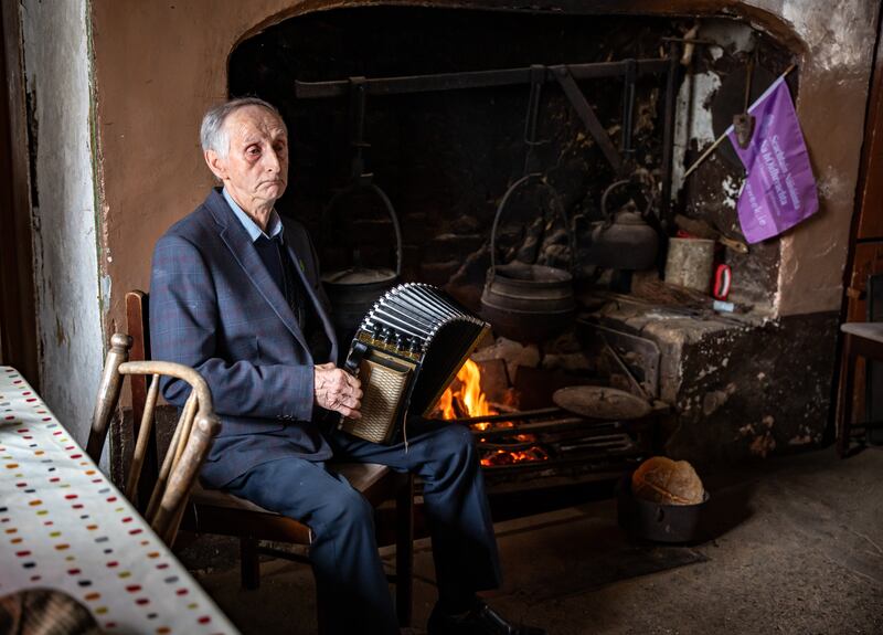 Pat Egan at Carrigeen farmhouse in FiveAlley, Co Offaly, at an open day event to celebrate National Heritage Week. Photograph: Renata Metelicka