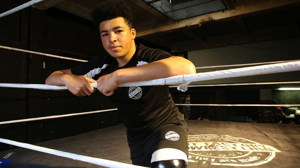 Teenage wrestler Justin Anene training at the Fight Factory in Dublin’s East Wall. Photograph: Nick Bradshaw