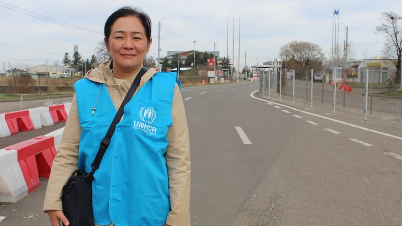 Asel Sharsheeva, a protection officer with the UNHCR, in Siret. Photograph: Simon Carswell