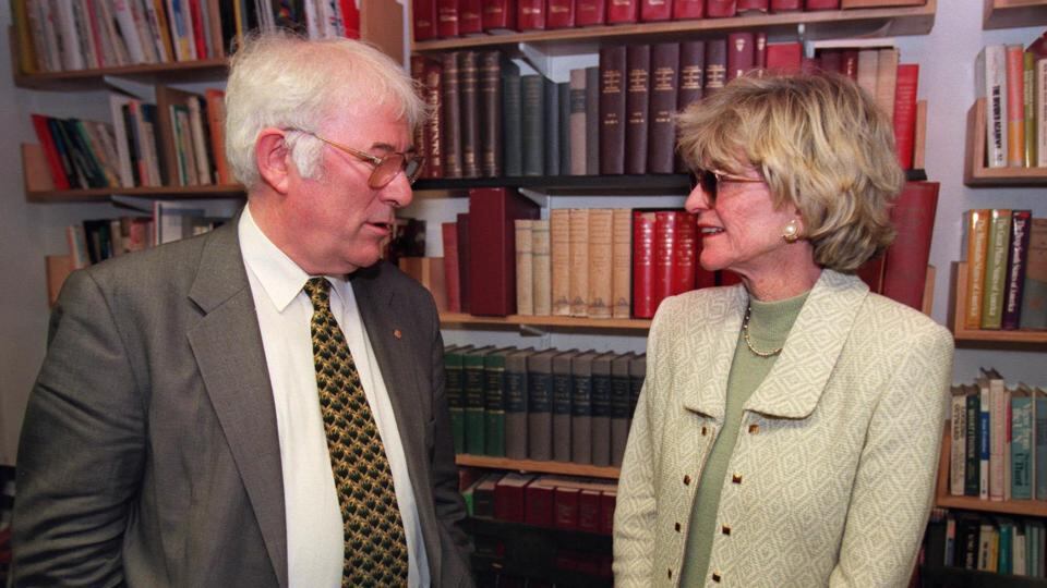 Seamus Heaney and Jean Kennedy Smith at the Irish Times/Harvard University Colloquium in Harvard University, Cambridge, Massachusetts: “Heaney’s presence at Harvard was, well, the word that comes to mind is salubrious. It is a word my father used to describe the sea; meaning something beneficial, beneficent. It wasn’t Heaney’s academic prowess; though the way he spoke about poetry, the very language he used, made everything shimmer as if struck by moonlight.” Photograph: Dara Mac Dónaill